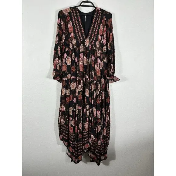 empire maxi dresses with sleeves Rosey Woven Floral Print Empire Maxi Dress in Cream Multi